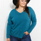 Zenana Hello Fall Center Seam Sweater in Teal -