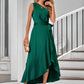 One-Shoulder Belted Ruffle Hem Dress -