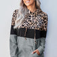 Leopard Color Block Hoodie - Gray / S