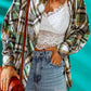 Plaid High-Low Shirt Jacket -