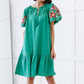 Davi & Dani Flowers for You Full Size Embroidered Dress in Green -