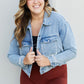 Andree by Unit Full Size Pearl Trim Cropped Denim Jacket -