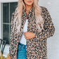 Leopard Drawstring Waist Jacket with Pockets -