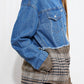 CY Fashion Porch Views Plaid Spliced Denim Jacket -