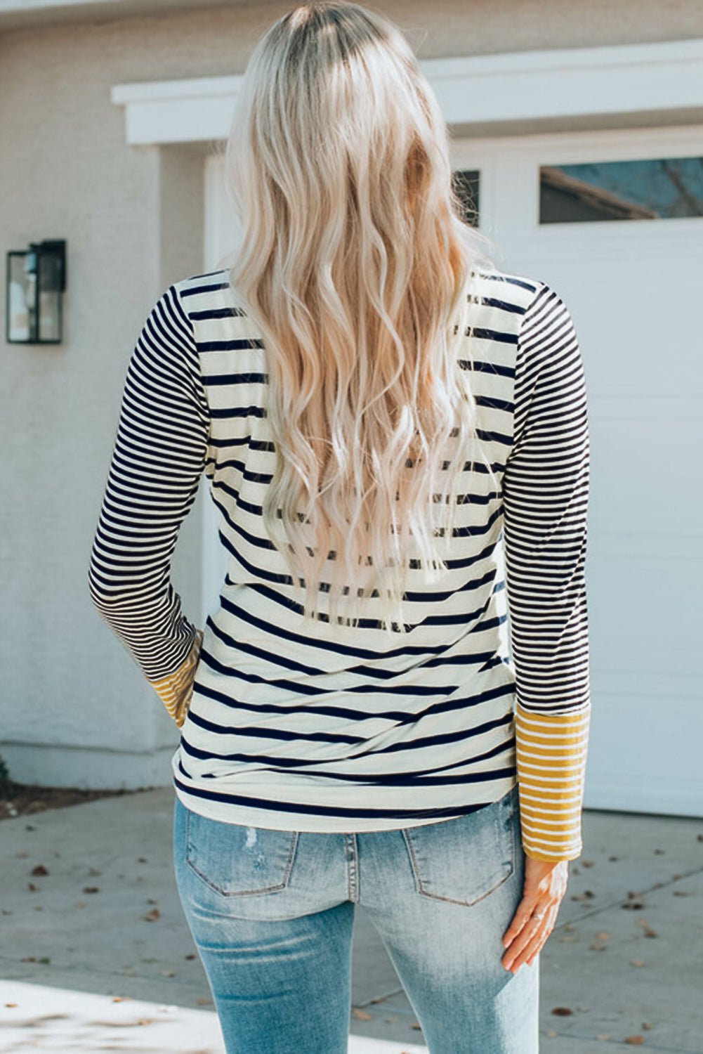 Striped Color Block Henley Top -