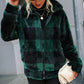 Plaid Zip Up Collared Plush Jacket -