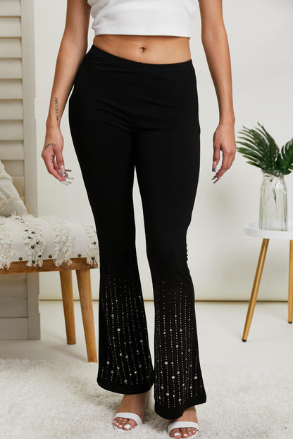 Vocal Eyes on You Rhinestone Flared Leggings - Black / S