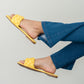 Weeboo Cakewalk Woven Square Toe Slides in Yellow -