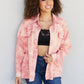 Davi & Dani Peace Sign Tie-Dye Embroidered Patch Shacket -