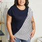 Sew In Love Spoonful of Sugar Striped Color Block Tee in Navy -