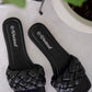 Weeboo Cakewalk Woven Square Toe Slides in Black -