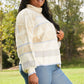 Davi & Dani Dozy Weather Full Size Geometric Fuzzy Turtleneck Sweater in Taupe -