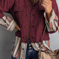 Striped Frayed Hem Corduroy Jacket -