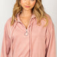 White Birch Full Size Quarter-Zip Drawstring Hoodie -