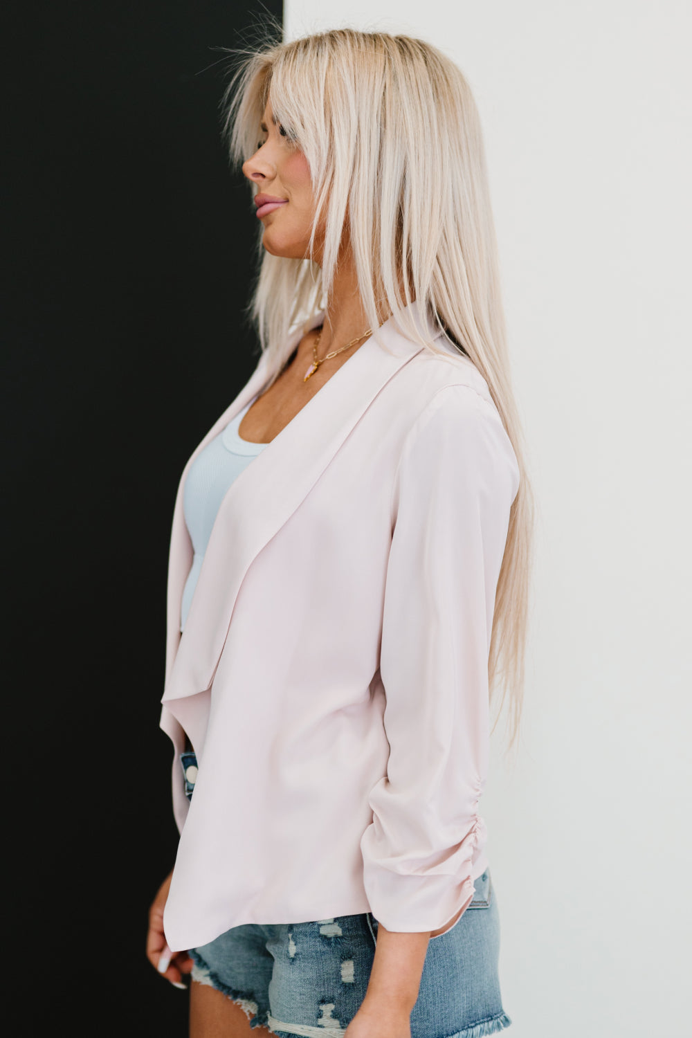 Higher Path Ruched Blazer Jacket -