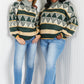 Davi & Dani Cozy Weather Full Size Geometric Fuzzy Turtleneck Sweater in Green -