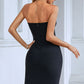 Rhinestone Trim Strapless Slit Bandage Dress -