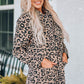 Leopard Drawstring Waist Jacket with Pockets -