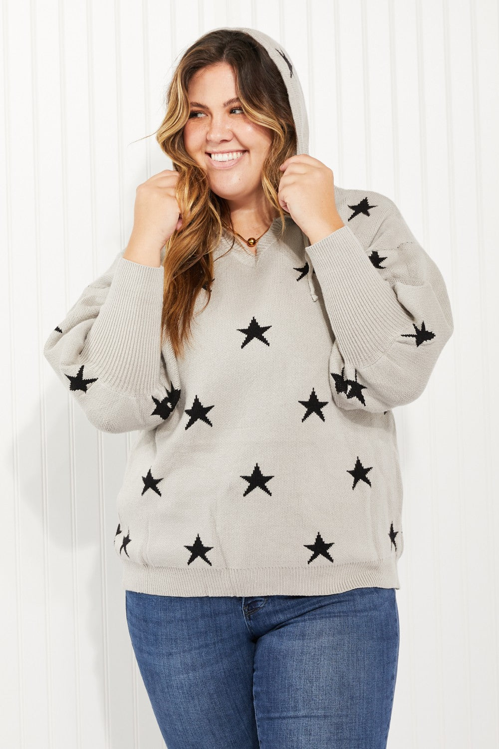 Heimish All of the Stars Full Size Star Hooded Sweater -