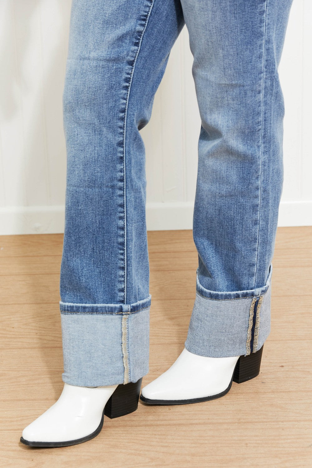 Judy Blue Lennon Full Size Wide Cuff Straight Leg Jeans -