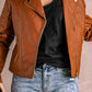 Ribbed Faux Leather Jacket -