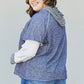 Sugarfox Full Size Contrast Faux Layered Exposed Seam Hoodie -