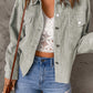 Raw Hem Button Down Corduroy Jacket with Pockets -