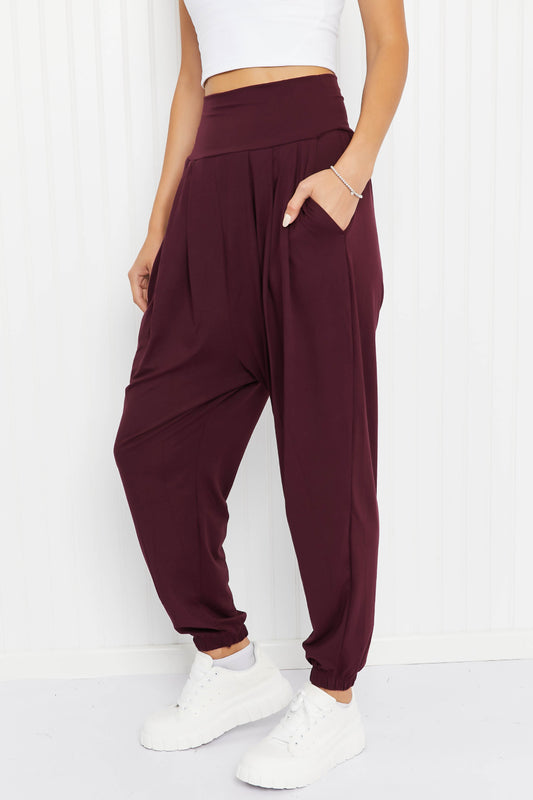 Rae Mode Full Size Deep Breaths Pleated Harem Joggers -