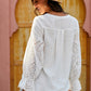 Full Size Eyelet Sleeve Button Down Top -