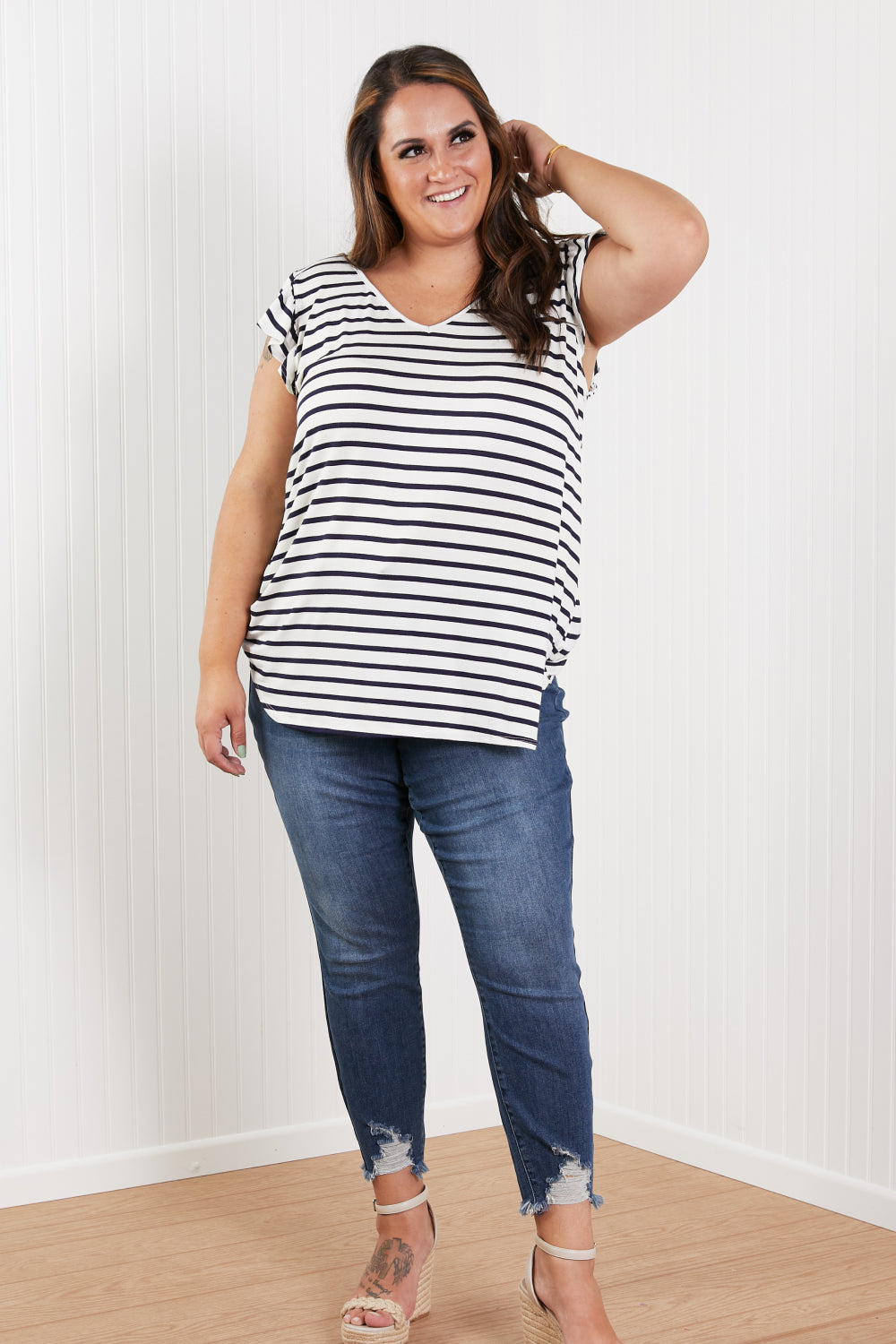 Sew In Love Illuminate the Way Striped Tee in Navy -