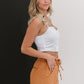 Glam Genuine Smile Satin Bustier Crop Top -