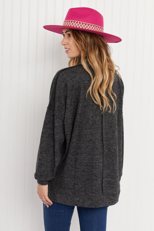 Zenana Infinitely Cozy Full Size Mock Neck Sweater -