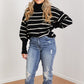 CY Fashion No Worries Striped Turtleneck Sweater -