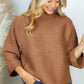 White Birch Full Size Horizontal-Ribbing Sweater in Chestnut -