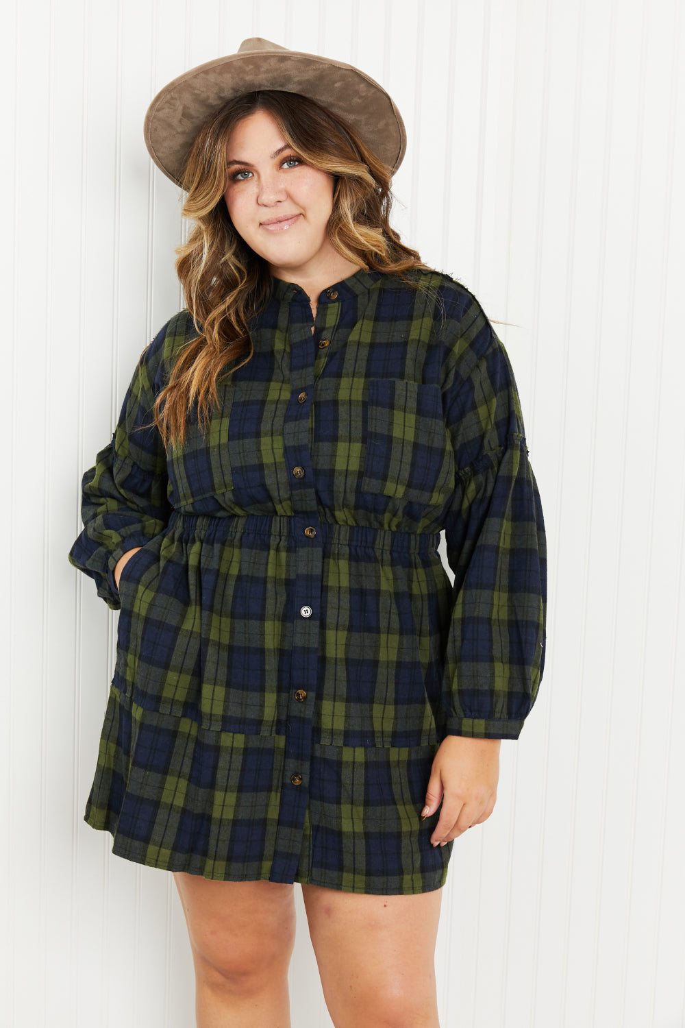 Davi & Dani Make an Entrance Full Size Button Front Shirt Dress -