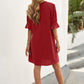 Puff Sleeve Notched Mini Shift Dress -