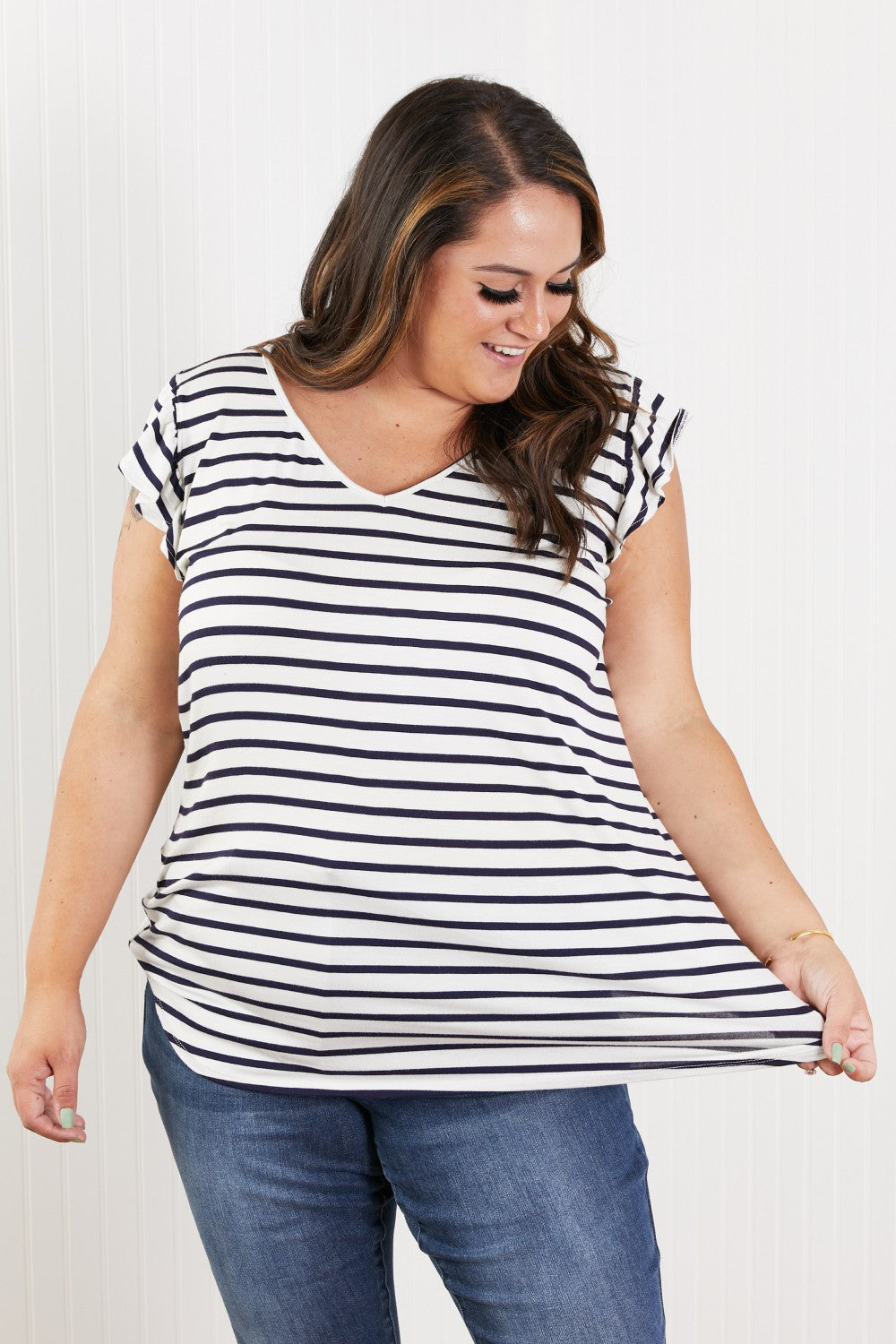 Sew In Love Illuminate the Way Striped Tee in Navy -