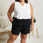 Cotton Bleu Ups and Downs Scalloped Airflow Shorts in Black -