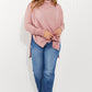 Zenana Love and Cuddles Full Size Cowl Neck Poncho Sweater in Light Rose -