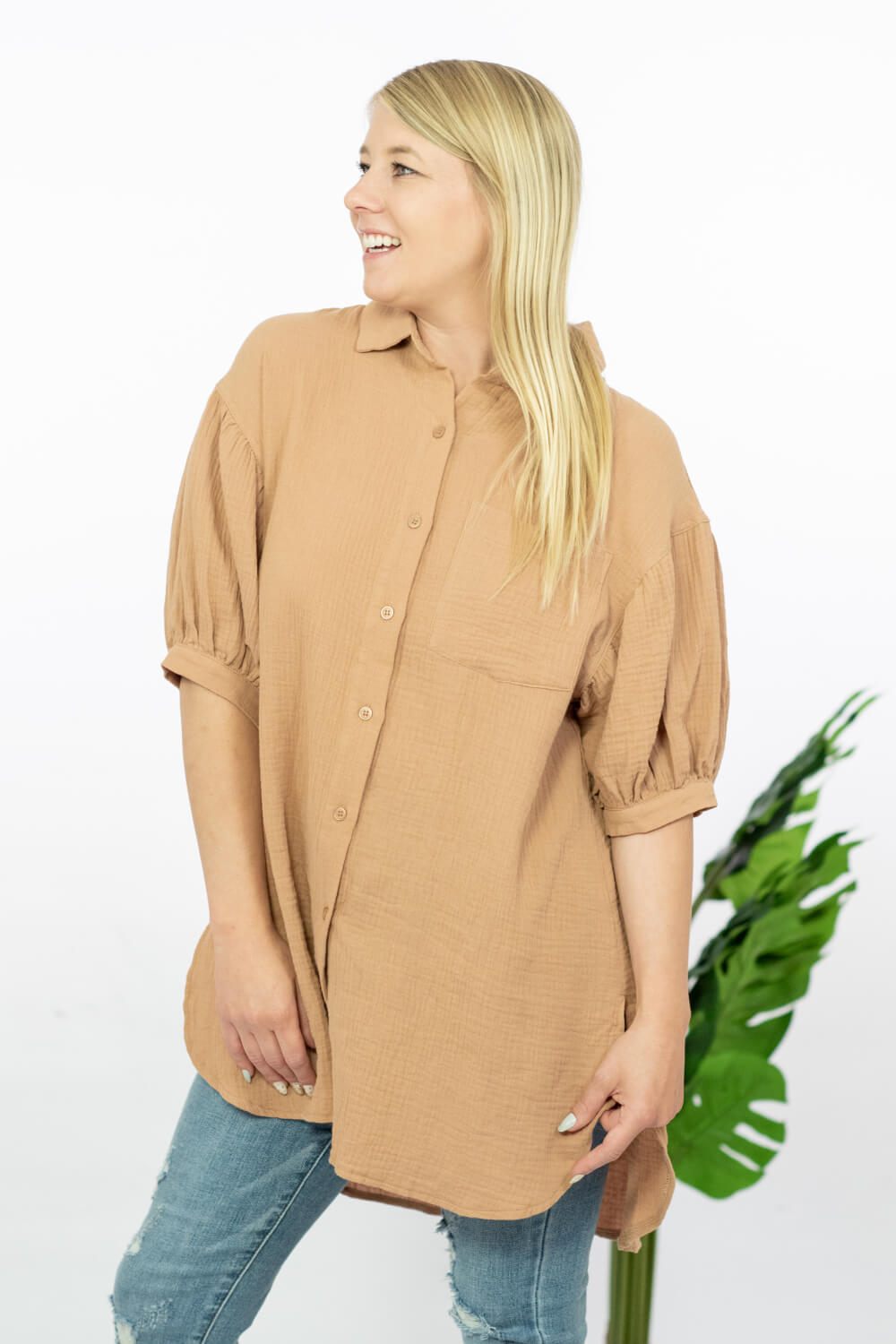 GeeGee La La Land Gauze Button-Up Tunic -