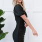 Chocolate USA Ruched Off-Shoulder PU Leather Dress -