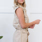 Chocolate USA Drawstring Sleeveless Romper with Pockets -