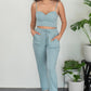 SHOPIRISBASIC Let's Do This Bustier and Joggers Lounge Set in Sage Green -