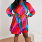 Skies Are Blue Rainbow Rays Pleated Dress -