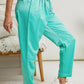 Glam A Little Bit of Luxe Satin Drawstring Pants in Mint -