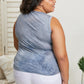 Vocal Finest Hour Acid Wash Rhinestone Neckline Tank in Blue -