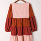 Color Block Square Neck Tiered Dress -