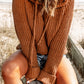 Rib-Knit Drawstring Hooded Sweater -