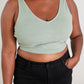 White Birch Sense of It All Cropped V-Neck Tank Top in Mint -