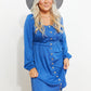 Scoop Neck Empire Waist Long Sleeve Mini Dress -